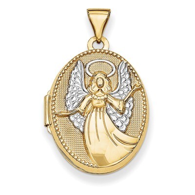 Rhodium 21Mm Oval Guardian Angel Locket 14k Gold XL652, MPN: XL652, 191101191923