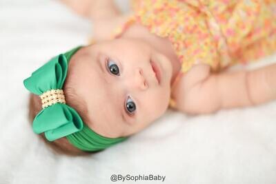 Baby Headband Green Bow Baby Headband Christmas Headband Baby Big Bow Headband Newborn Headband Nyl…
