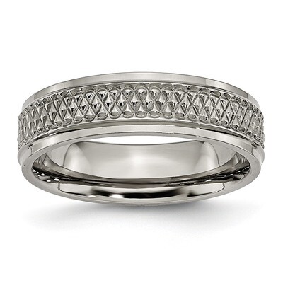 Ridged Edge Weave Design 6mm Polished Band Titanium TB143-10