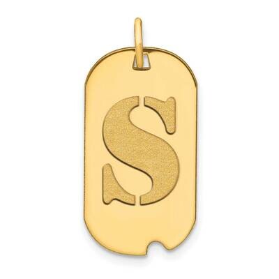 Letter S Initial Dog Tag Pendant 14k Gold Polished YC1439S, MPN: YC1439S, 196904086995
