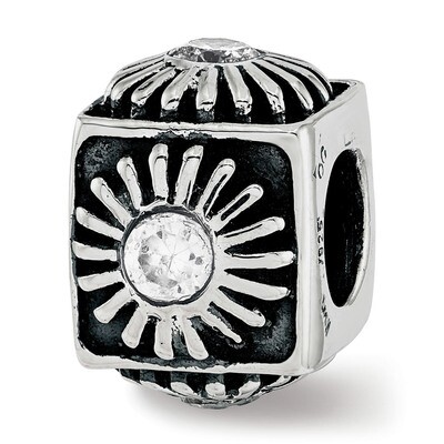 Cz Bead Sterling Silver QRS3799