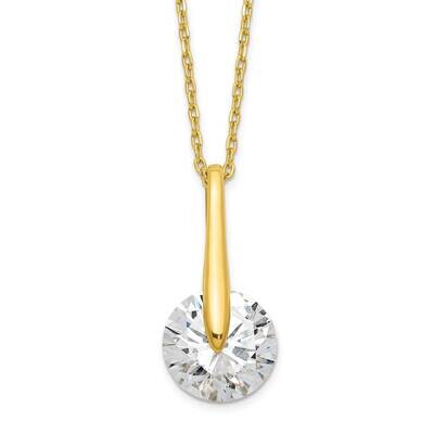CZ Diamond with 2 In Extender Necklace 16 Inch Sterling Silver Gold-Tone QGY6119-16, MPN: QGY6119-1…