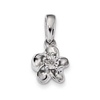 Floral Diamond Pendant Sterling Silver Rhodium-plated QBPD30DIA, MPN: QBPD30DIA, 883957754697