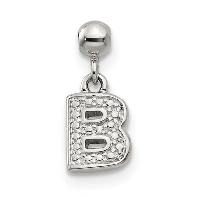 Letter B Charm Sterling Silver Dangle QMM190B, MPN: QMM190B,