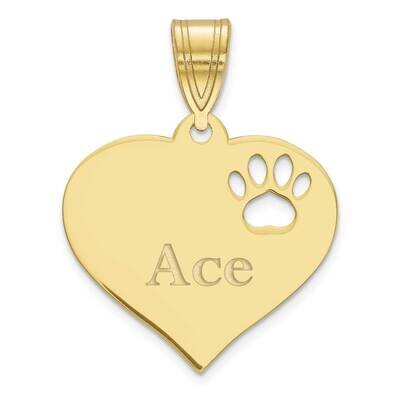 Personalized Heart with Paw Print Cut Out Pendant 10k Gold 10XNA766Y, MPN: 10XNA766Y,