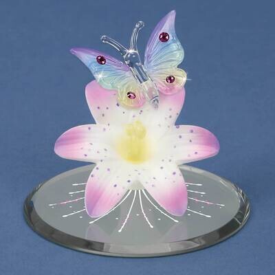 Butterfly and Lavender Lily with Base Glass Figurine GM21699, MPN: GM21699, 708873042119