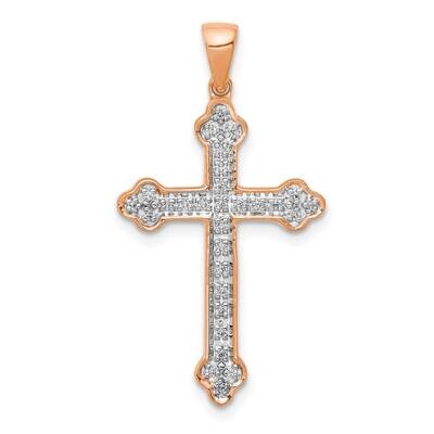 Rhodium Diamond Cross Pendant 14k Rose Gold PM5077-010-RA, MPN: PM5077-010-RA,