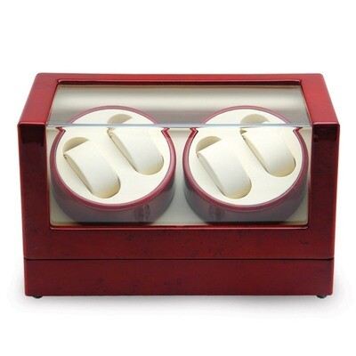 Rotations High Gloss Red Burlwood Finish 4-Watch Winder GM13137, MPN: GM13137, 191101878350