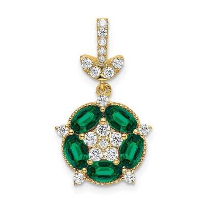 Si1/Si2, G H I, Floral Crtd Emerald Pendant 14k Gold Lab Grown Diamond PM7933-CEM-033-YLG, MPN: PM7…