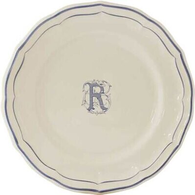 Gien Filet Blue Monogram Canape Plate O 1710ALUO22, MPN: 1710ALUO22, 840769004433