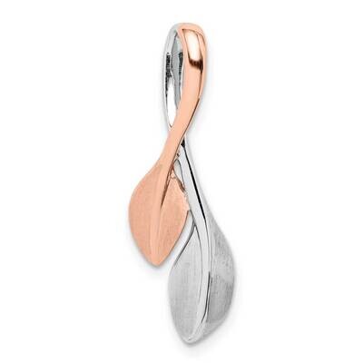 Rose Gold-plated Polished Brushed Leaf Slide Sterling Silver Rhodium-plated QP5398, MPN: QP5398, 88…