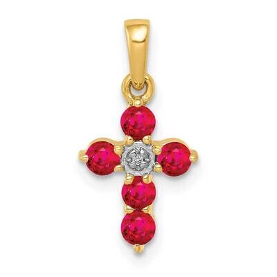 .30 Ruby and Diamond Cross Pendant 14k Gold PM5269-RU-003-YA, MPN: PM5269-RU-003-YA, 883957714912
