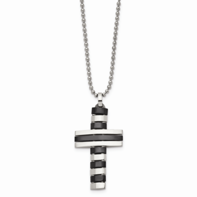Black IP-plated Cross Pendant Necklace Stainless Steel SRN460-18 by Chisel, MPN: SRN460-18, 8867740…
