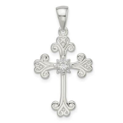 Cross Pendant Sterling Silver Cz Diamond QC11129, MPN: QC11129,