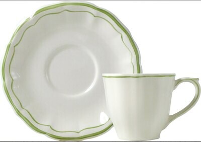 Gien Filet Vert Us Tea Cups &amp; Saucers 16452PTU49, MPN: 16452PTU49, 840769033501