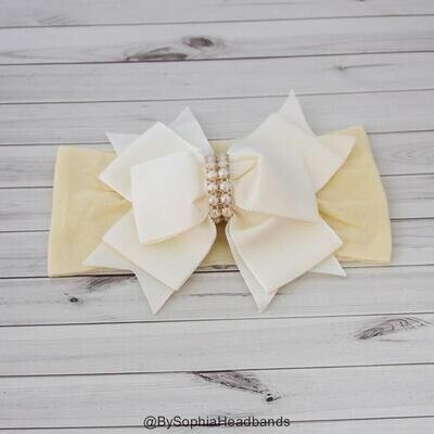 Baby Headband Headwrap Ivory Baby Headband Newborn Headband Ivory Baby Headband Photo Prop Baby Bow…
