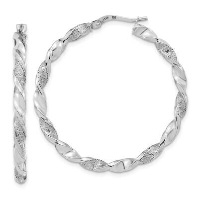 Textured Twisted Hoop Earrings 14k White Gold Polished TF1971W, MPN: TF1971W, 191101785771