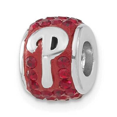 MLB Philadelphia Phillies Polished Red Crystal Bead Charm Sterling Silver PHI070CHM-SS, MPN: PHI070…