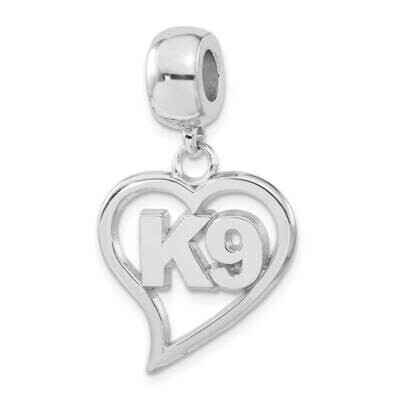 Polished K9 Heart Dangle Bead Sterling Silver PBS040BDSS, MPN: PBS040BDSS, 810680028535