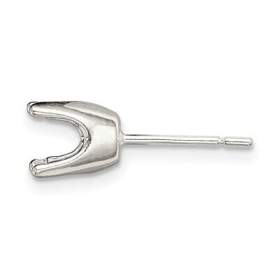 Round 4-Prong Closed Back 3.0mm Earring Setting Sterling Silver SS3002, MPN: SS3002,