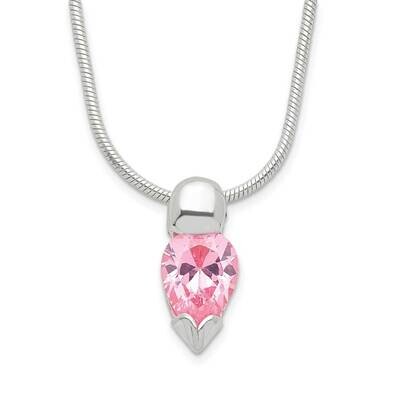 Pink CZ Diamond Necklace 18.5 Inch Sterling Silver QH624-18, MPN: QH624-18, 883957764344