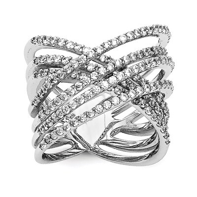 CZ Ring Sterling Silver Rhodium-plated polished QMP1472-6, MPN: QMP1472, 886774612805