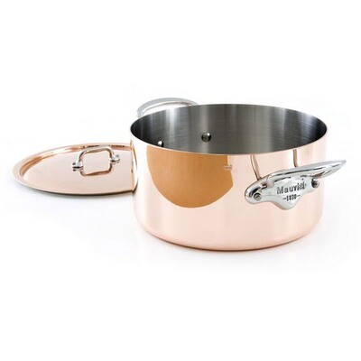 Mauviel M150S Stewpan with Copper Lid 24cm 9.5 Inch 6.4 Qt.