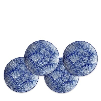 Caskata Sea Fan Canape Plates Set of 4 Blue CANA-224, MPN: CANA-224, 817325017732