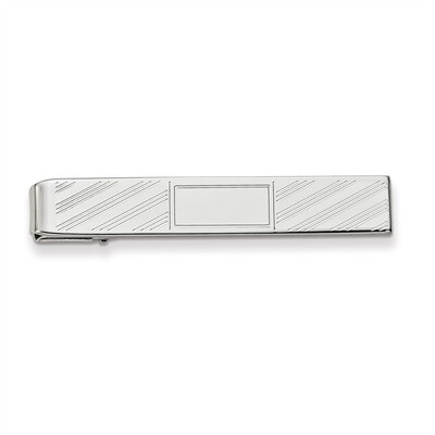 Kelly Waters Lined Tie Bar with Center Square Rhodium-plated KW738, MPN: KW738,