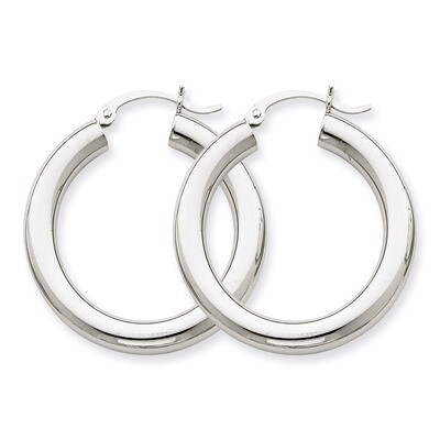 4mm x 30mm Tube Hoop Earrings 10k White Gold 10T860, MPN: 10T860, 883957895857