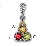 Three-Stone and Diamond Mother&#39;s Pendant Sterling Silver &amp; 14k Gold QMPD29/3SY, MPN: QMPD29_3--6,