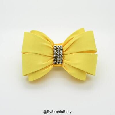 Yellow Bow Hair Clip Girls Hair Clip Bow Hair Clip Wedding Hair Clip Toddler Hair Clip Rhinestone H…