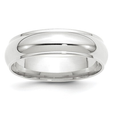 6mm Half Round with Edge Band 10k White Gold WHRE060 Engravable, MPN: WHRE060, 886774468402