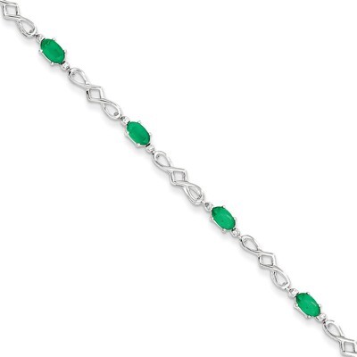 Emerald and Diamond Bracelet Sterling Silver QX860E, MPN: QX860E, 883957681153