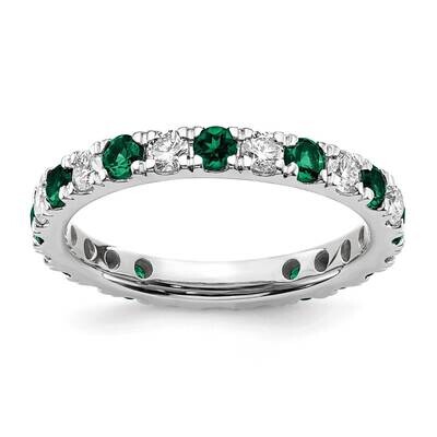 Si1/Si2 G H I &amp; Created Emerald Eternity Band 14k White Gold Lab Grown Diamond ET0048-CEM-070-45WLG…