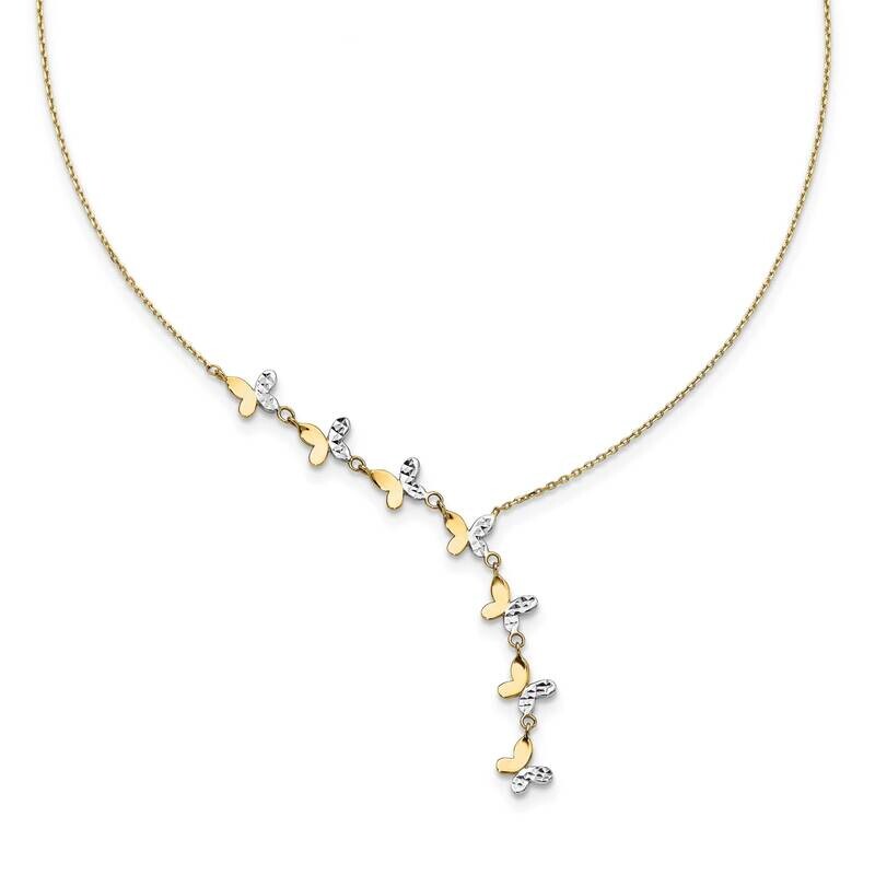 Leslie&#39;s Polished Butterfly Necklace 14k Gold Rhodium-plated Diamond-cut HB-LF1432-18, MPN: LF1432-…