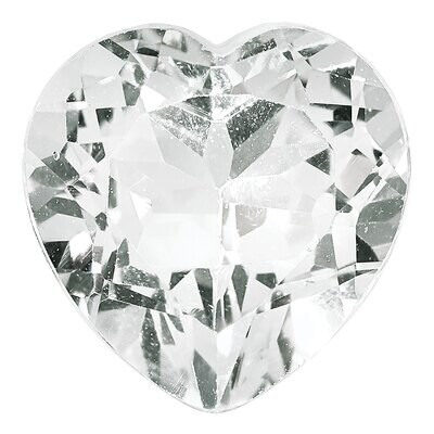 White Topaz 8mm Heart Faceted AA Quality Gemstone WT-0800-HTF-AA, MPN: WT-0800-HTF-AA,