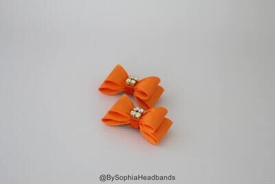Orange Baby Bow Hair Clip Bow Hair Clip Baby Hair Clip Rhinestone Hair Clip Girl Hair Clip Baby Hai…