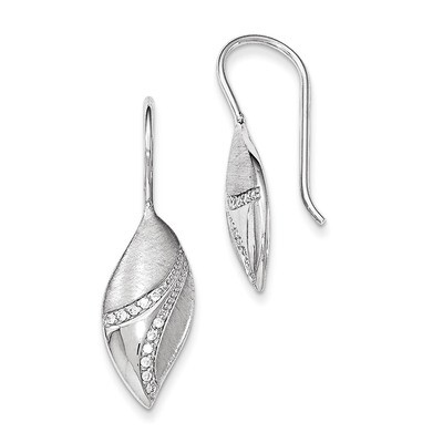 Polished CZ Shepherd Hook Earrings Sterling Silver QE12298