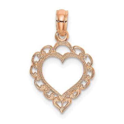 Lace Border Heart Pendant 14k Rose Gold Polished K7097R, MPN: K7097R,