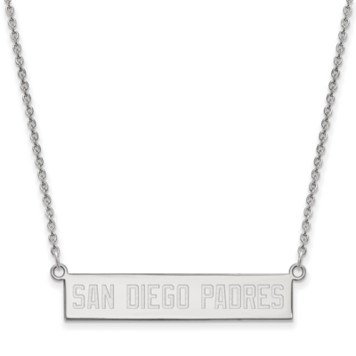 MLB San Diego Padres Small Bar Necklace Sterling Silver Rhodium-plated SS034PAD-18, MPN: SS034PAD-1…