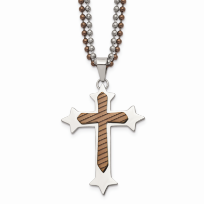 Brown IP-plated Cross 24 Inch Necklace Stainless Steel SRN361-24 by Chisel, MPN: SRN361-24, 8839577…