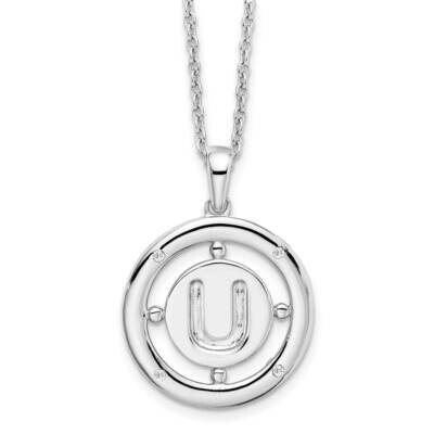 White Ice .025Ct. Diamond Initial U Necklace Sterling Silver QW499U-18, MPN: QW499U-18, 191101479045