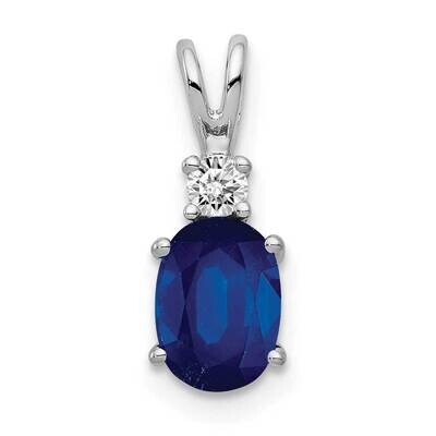 7x5mm Oval Sapphire Diamond pendant 14k White Gold XP1005S_AA, MPN: XP1005S_AA, 883957166575