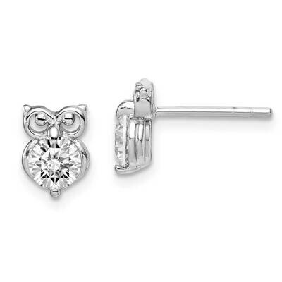 Owl Earrings Sterling Silver Rhodium Plated CZ Diamond QE14736, MPN: QE14736, 883957937496