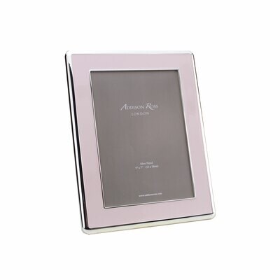 Addison Ross Wide Curved Enamel Picture Frame Pale Pink &amp; Silver 5 x 7 Inch Silver-plated FR6121, M…