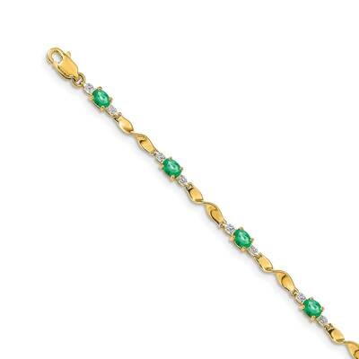 Emerald Oval Bracelet 14k Gold Diamond BM4475-EM-001-YA, MPN: BM4475-EM-001-YA, 883957372624