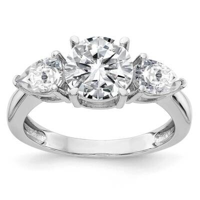 1 3/8ct. Three Stone G H I True Light Moissanite Engagement Ring 14k White Gold RM4462E-140-WMT, MP…