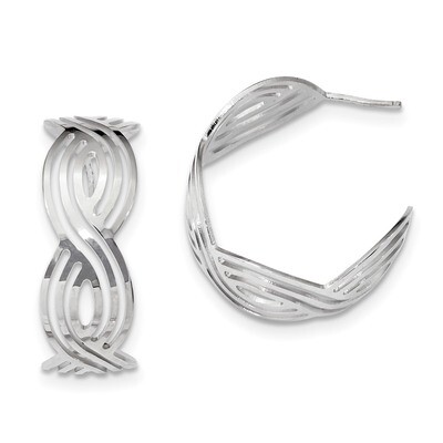 Post Hoop Earrings Sterling Silver Rhodium-plated Polished QE13043, MPN: QE13043, 191101206948