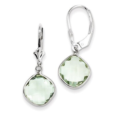Green Quartz Dangle Lever Back Earrings Sterling Silver QE10945AG, MPN: QE10945AG, 883957501536